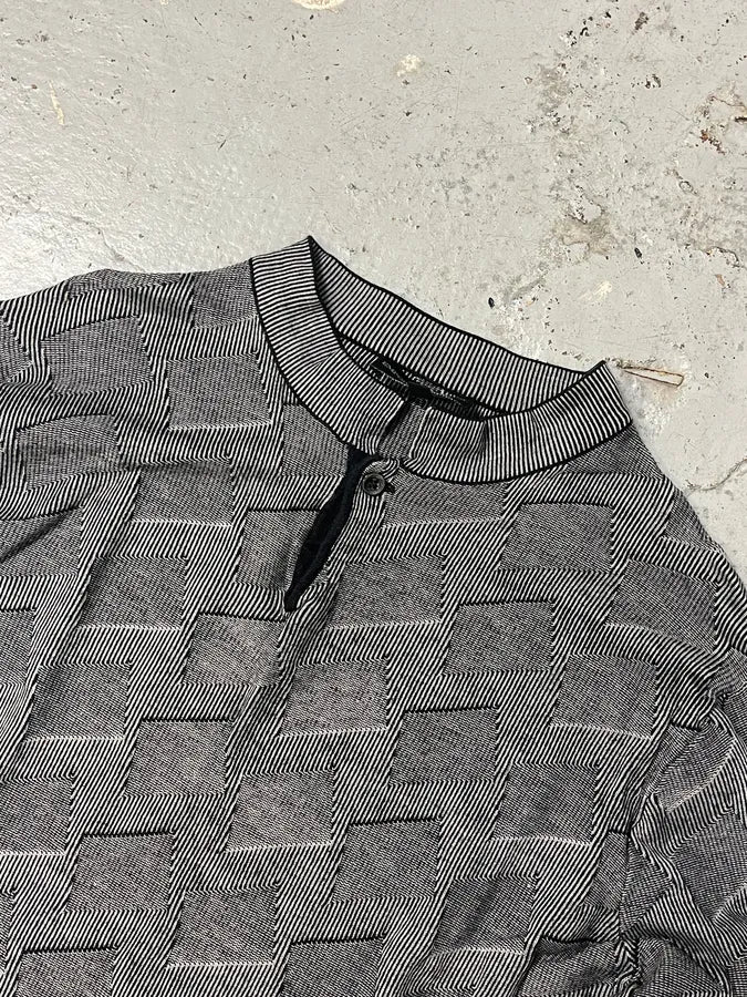 2000s Emporio Armani Grey Geometrical Henley Longsleeves tIltJna 3