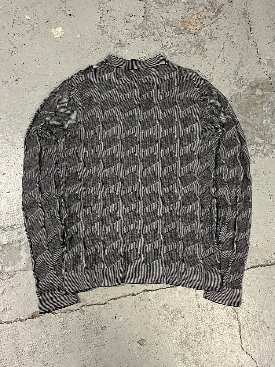 2000s Emporio Armani Grey Geometrical Henley Longsleeves tIltJna 4