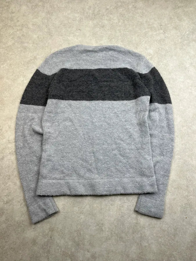 AW2021 Emporio Armani Grey Striped Knit Sweater QCjTtoM 5