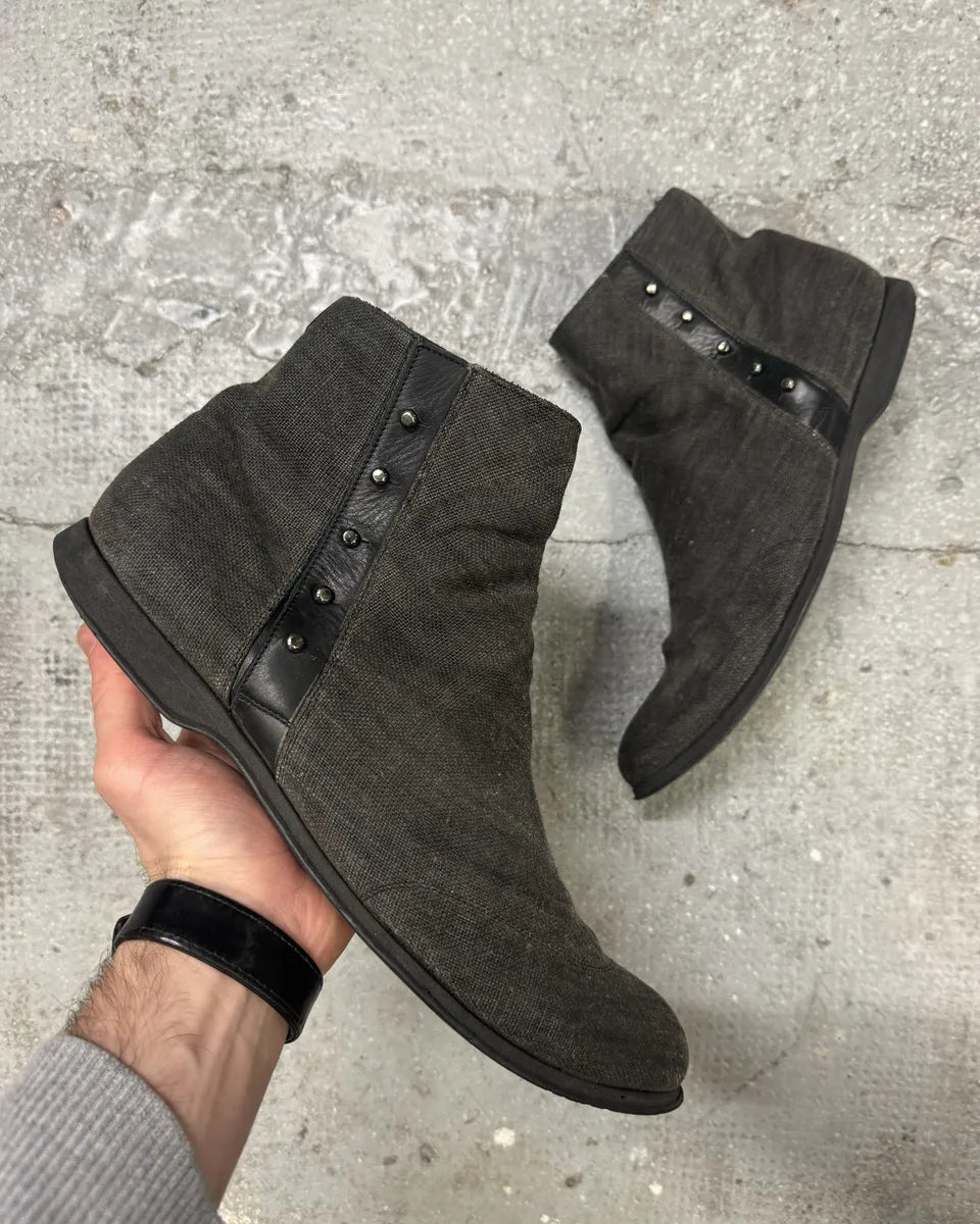 2000s Emporio Armani Grey Textured Boots (43eu/us9.5) 0