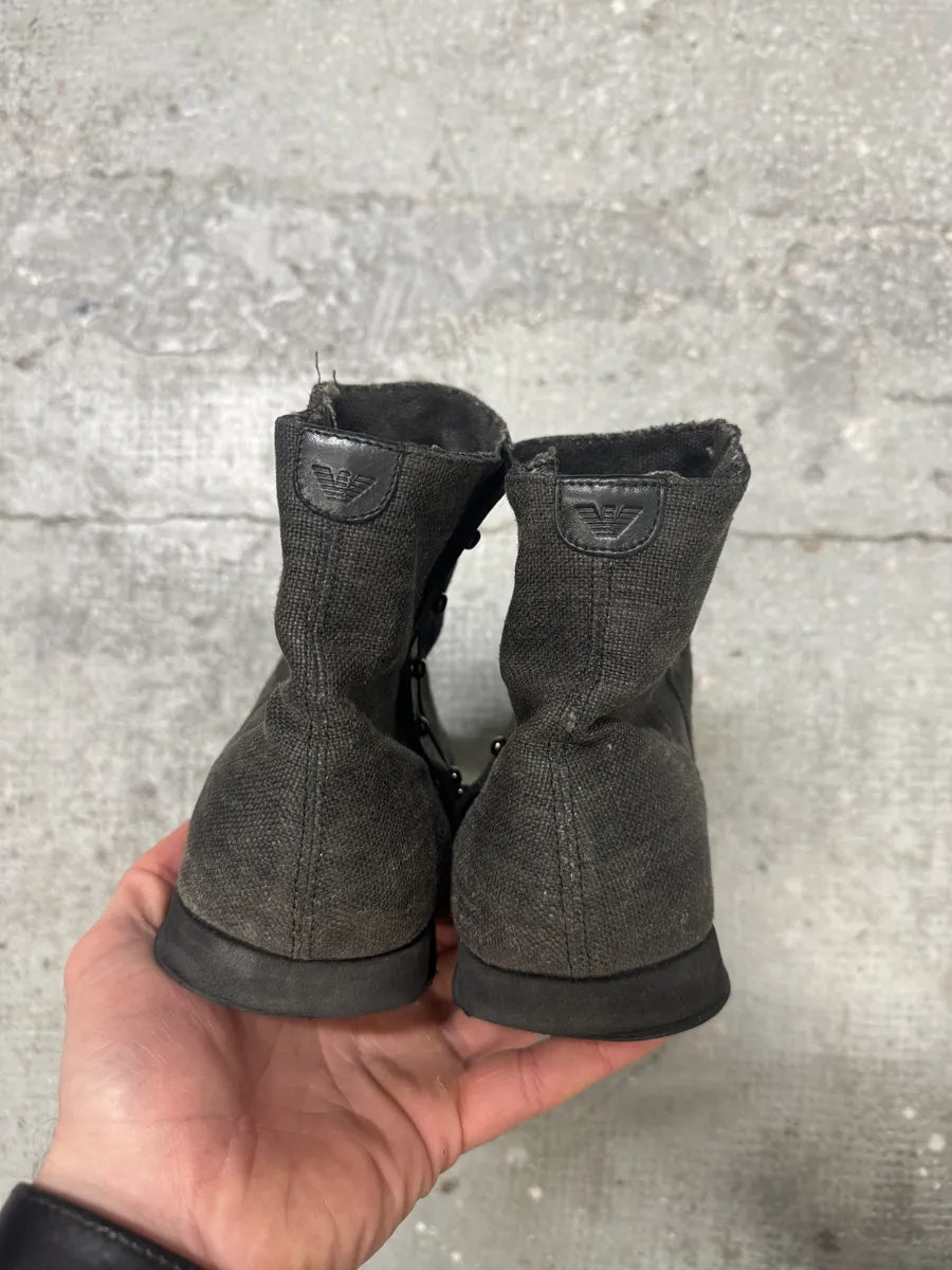 2000s Emporio Armani Grey Textured Boots (43eu/us9.5) 2