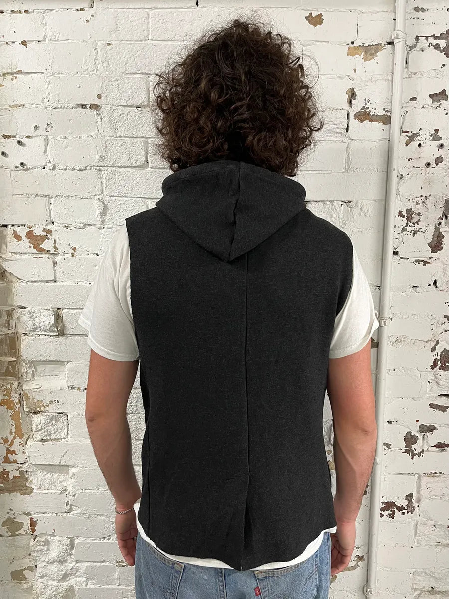 2000s Emporio Armani Grey Wool Hodded Vest Jacket YayQvGH 2