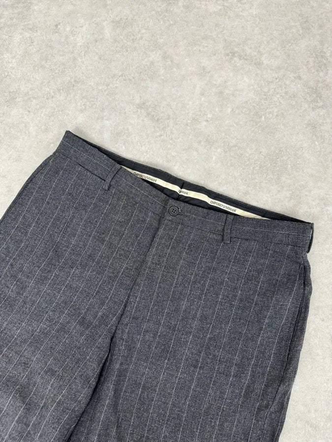 AW2003 Emporio Armani Grey Wool Striped Classy Pants evYnHFu 4
