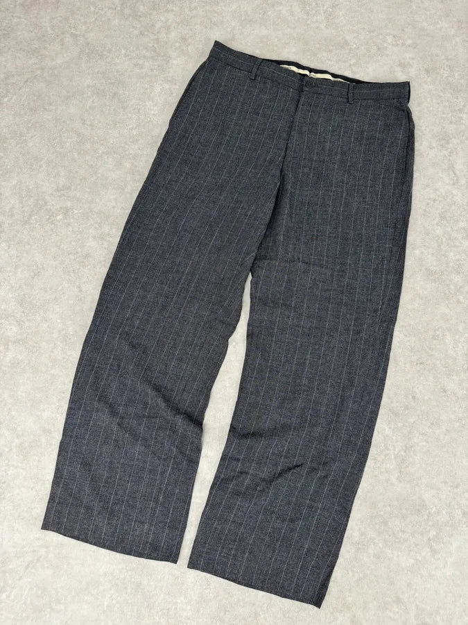 AW2003 Emporio Armani Grey Wool Striped Classy Pants evYnHFu 5