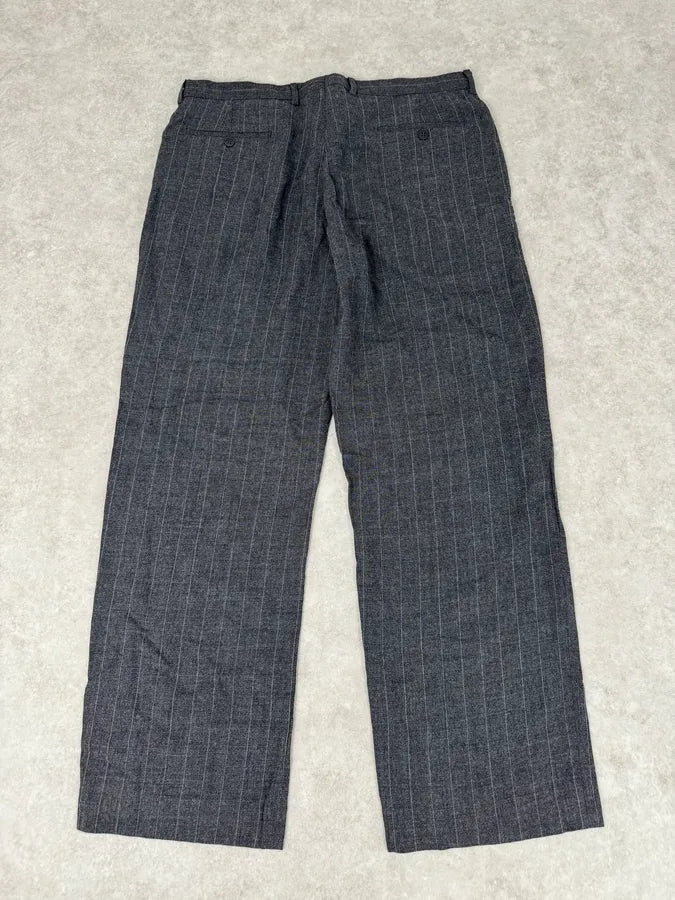 AW2003 Emporio Armani Grey Wool Striped Classy Pants evYnHFu 7