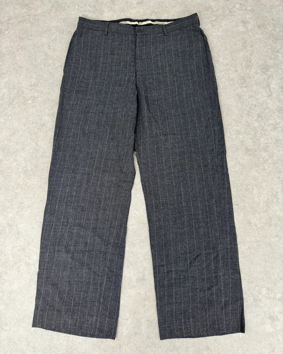 AW2003 Emporio Armani Grey Wool Striped Classy Pants evYnHFu 0