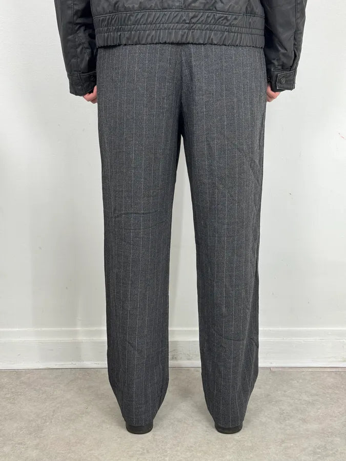AW2003 Emporio Armani Grey Wool Striped Classy Pants evYnHFu 3
