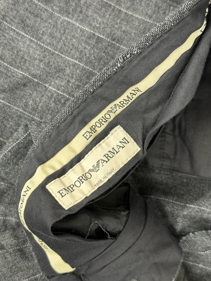 AW2003 Emporio Armani Grey Wool Striped Classy Pants evYnHFu 10