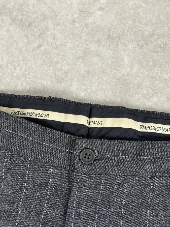 AW2003 Emporio Armani Grey Wool Striped Classy Pants evYnHFu 9