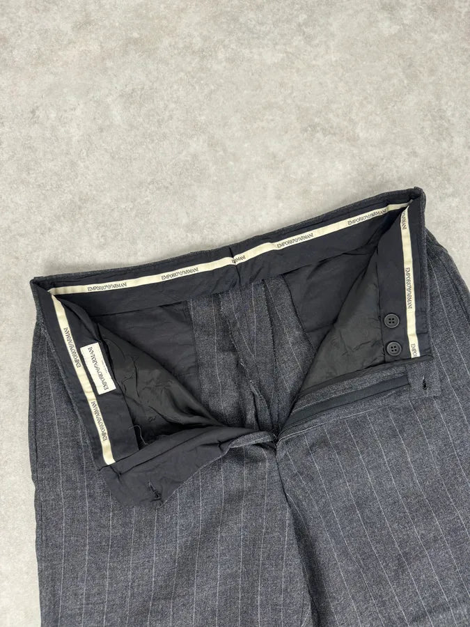 AW2003 Emporio Armani Grey Wool Striped Classy Pants evYnHFu 8