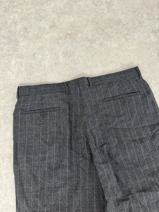 AW2003 Emporio Armani Grey Wool Striped Classy Pants evYnHFu 6