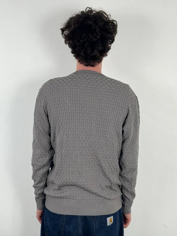 AW2021 Emporio Armani Grey Woven Wool Sweater awQVKHe 2