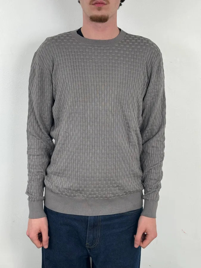 AW2021 Emporio Armani Grey Woven Wool Sweater awQVKHe 1
