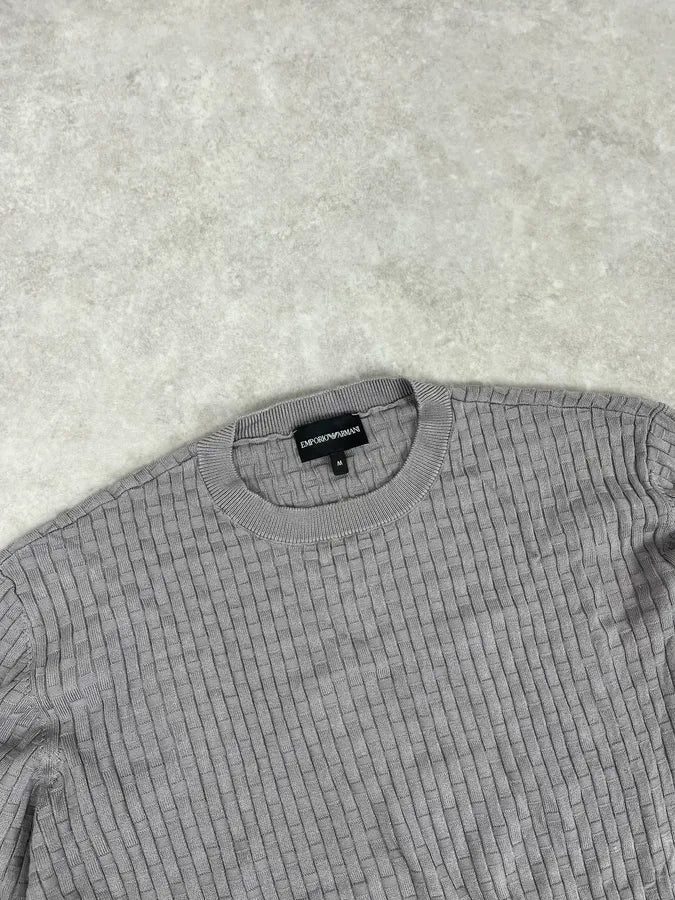 AW2021 Emporio Armani Grey Woven Wool Sweater awQVKHe 4