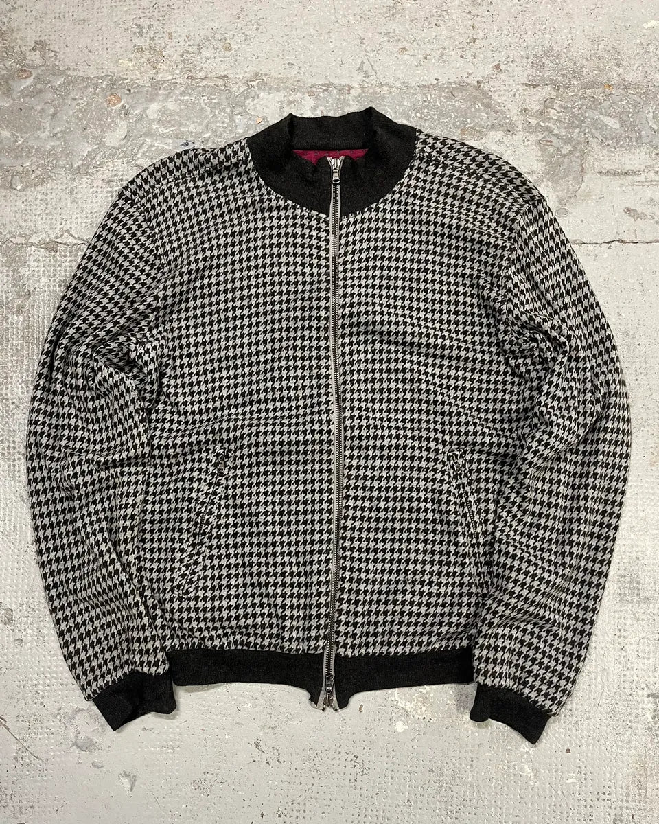 2000s Emporio Armani Houndstooth Black & White Wool Jacket HymRZMA 0
