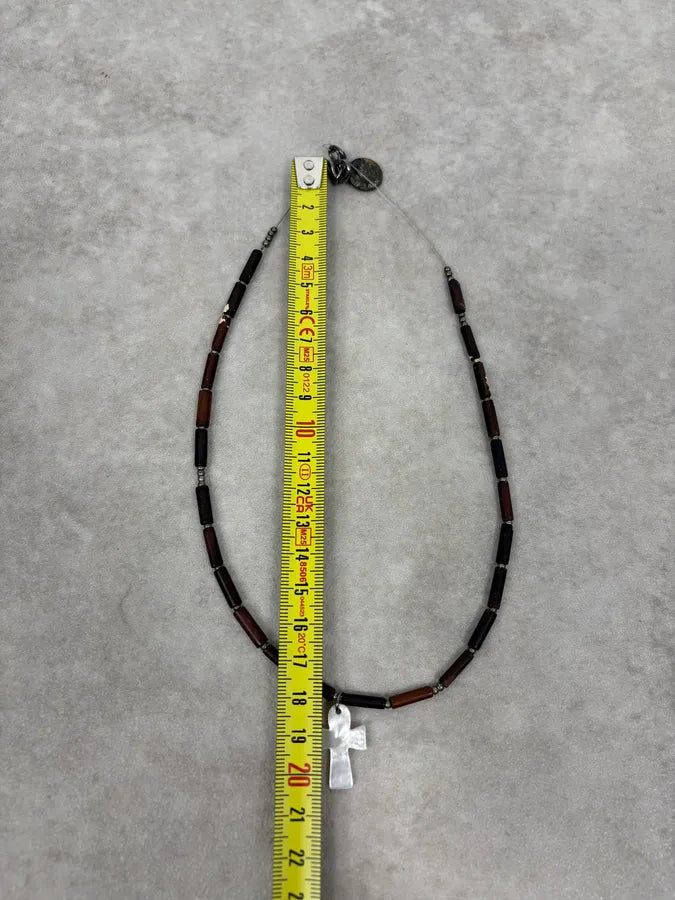 2000s Emporio Armani Ivory Tone Cross Necklace BZJCZPT 5