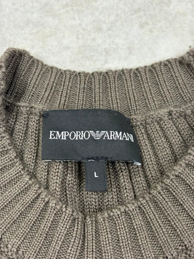 SS2023 Emporio Armani Khaki Striped Sweater  RBuLojp 8