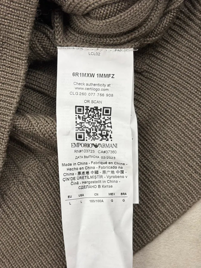 SS2023 Emporio Armani Khaki Striped Sweater  RBuLojp 9