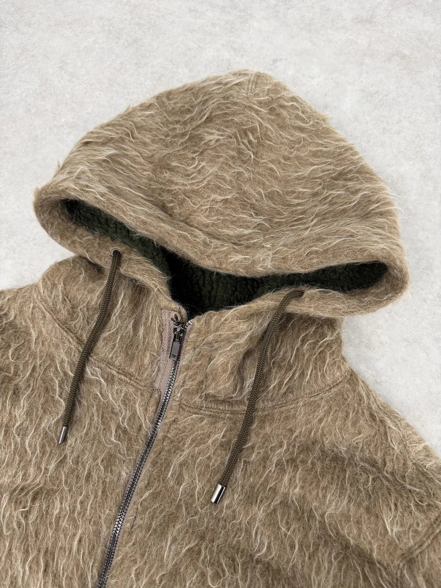 AW2009 Emporio Armani Mohair Beige Faux Fur Hooded Jacket uIINtXk 11