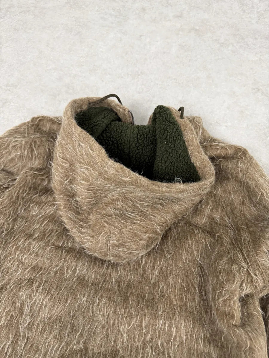 AW2009 Emporio Armani Mohair Beige Faux Fur Hooded Jacket uIINtXk 12