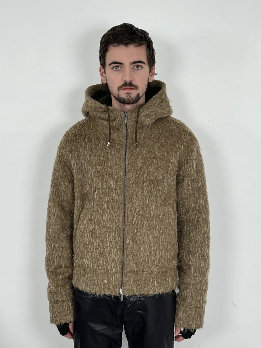 AW2009 Emporio Armani Mohair Beige Faux Fur Hooded Jacket uIINtXk 5