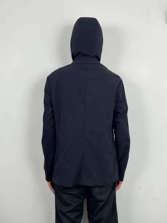 2010s Emporio Armani Multi Zip Windbreaker Navy Layered Hooded Jacket bkVIilM 2