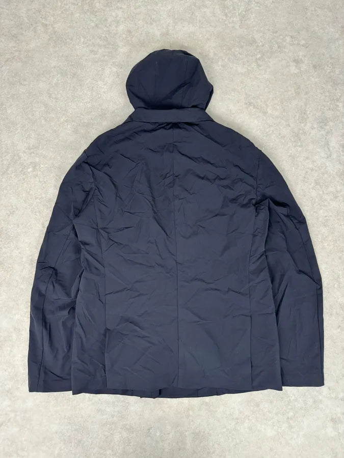 2010s Emporio Armani Multi Zip Windbreaker Navy Layered Hooded Jacket bkVIilM 5