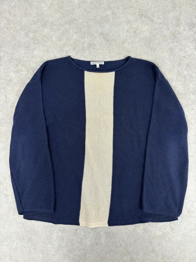 2000s Emporio Armani Navy & Beige Contemporary Sweater OnfVoKl 1