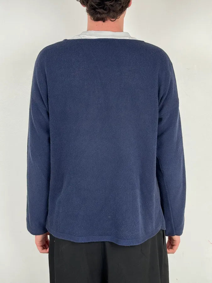 2000s Emporio Armani Navy & Beige Contemporary Sweater OnfVoKl 2