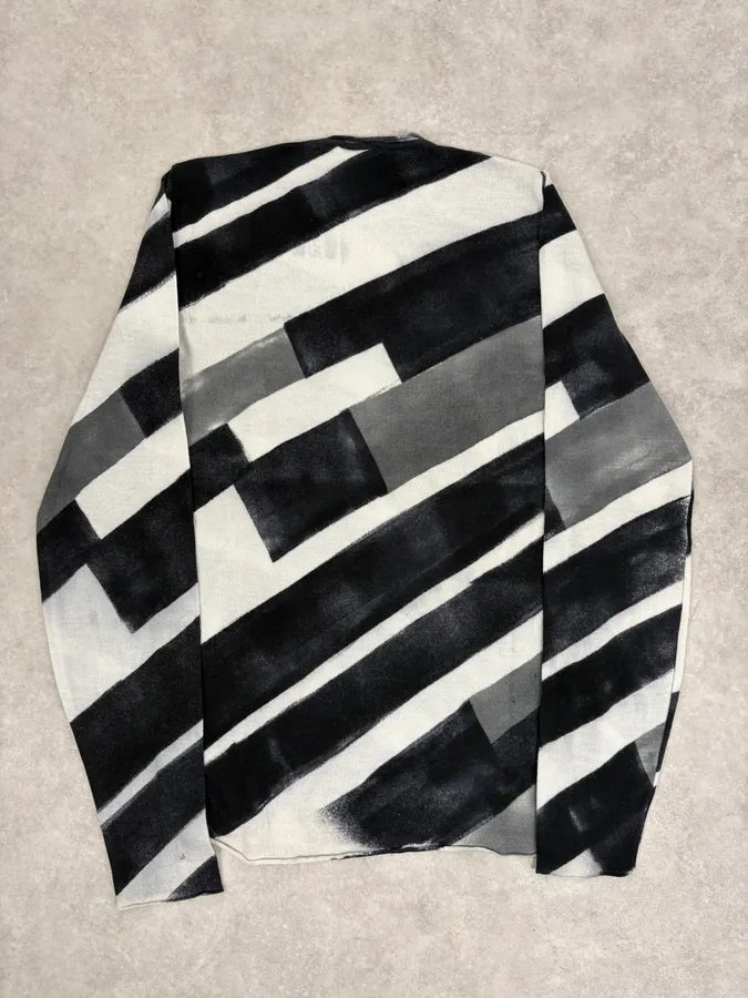Emporio Armani Black & White Diagonal Striped Wool Sweater ZqmxqQG 5