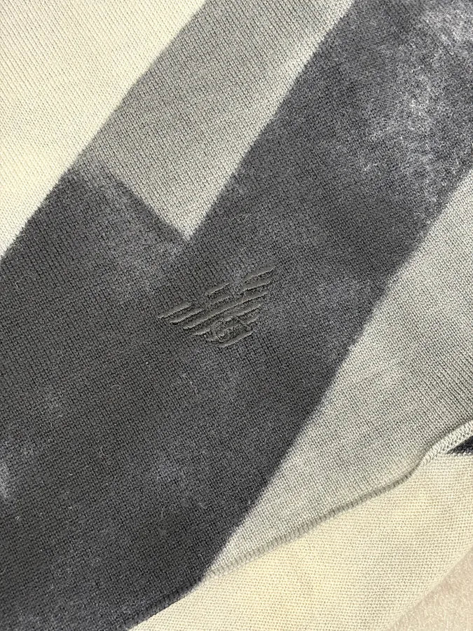 Emporio Armani Black & White Diagonal Striped Wool Sweater ZqmxqQG 7
