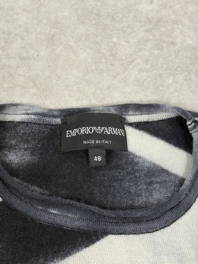 Emporio Armani Black & White Diagonal Striped Wool Sweater ZqmxqQG 8