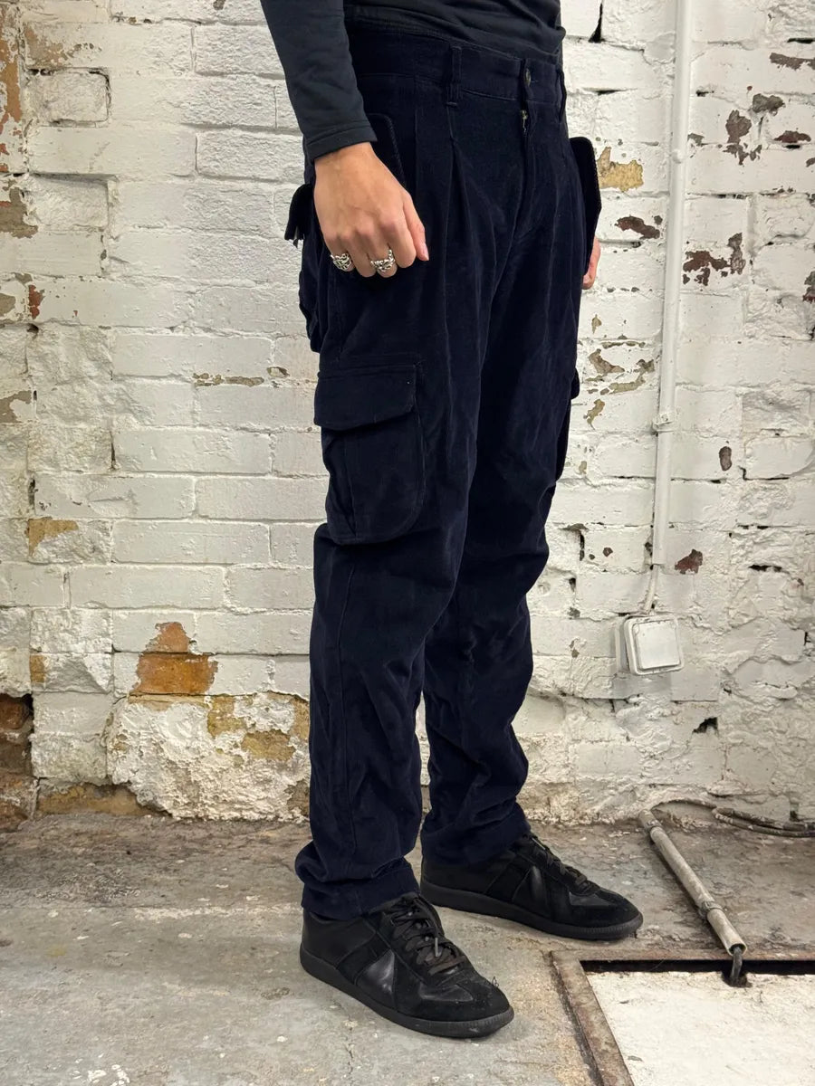 AW2011 Emporio Armani Navy Corduroy Cargo Pants zGBdZsh 1