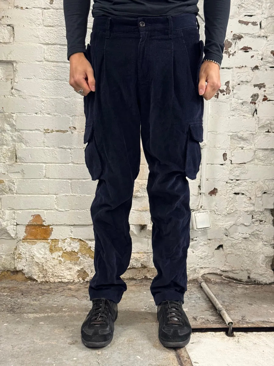 AW2011 Emporio Armani Navy Corduroy Cargo Pants zGBdZsh 0