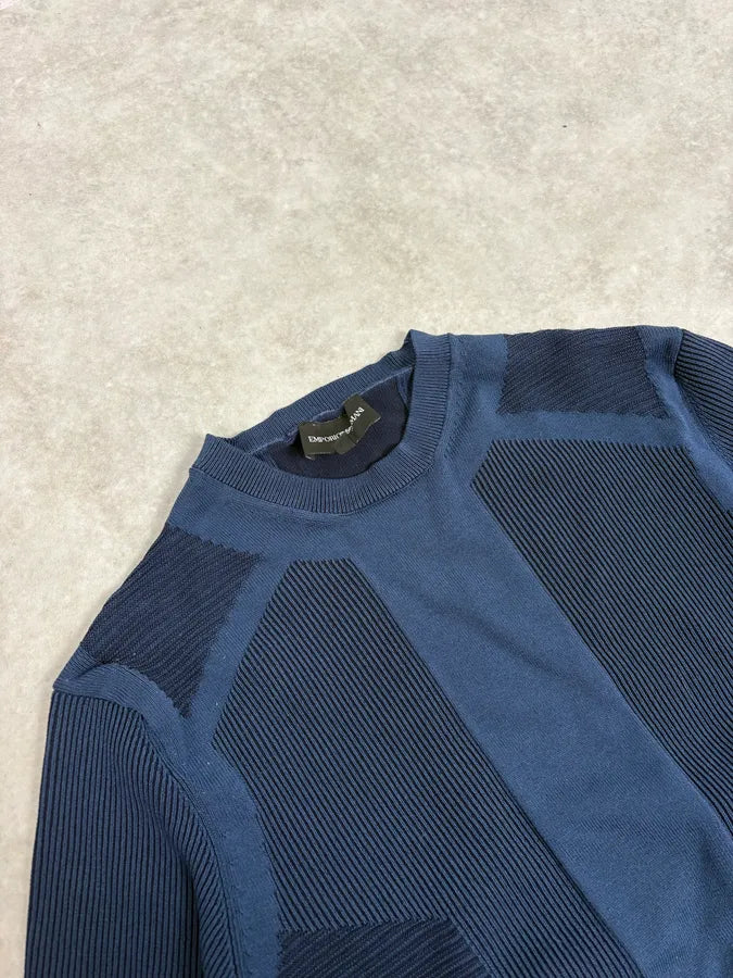 AW2020 Emporio Armani Navy Modern Wave Wool Sweater ljDEShP 4