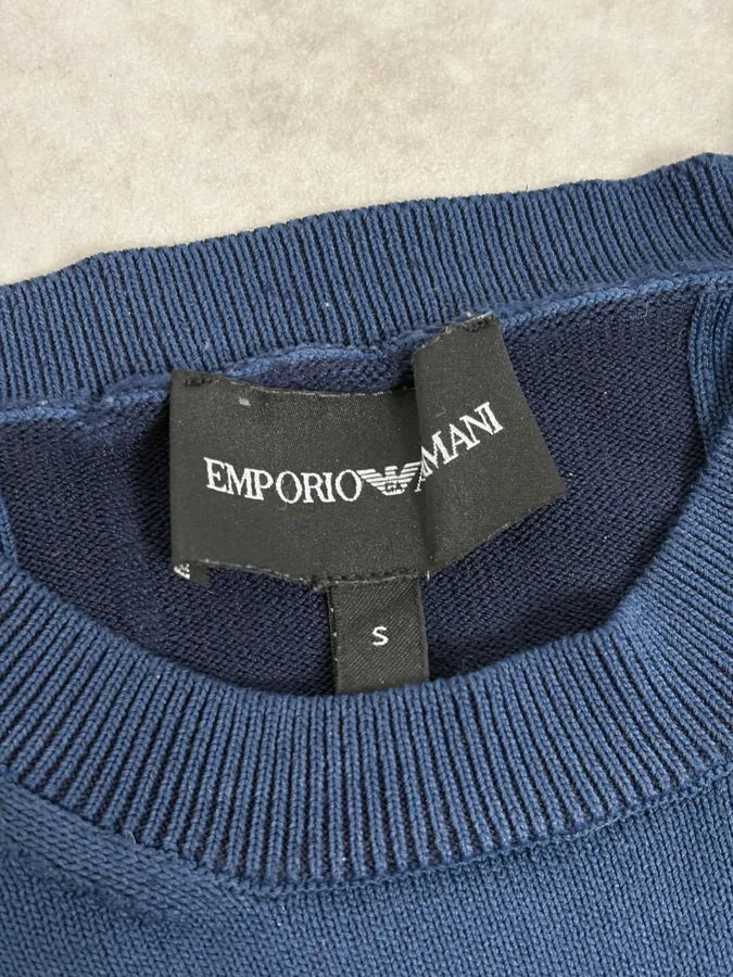 AW2020 Emporio Armani Navy Modern Wave Wool Sweater ljDEShP 7