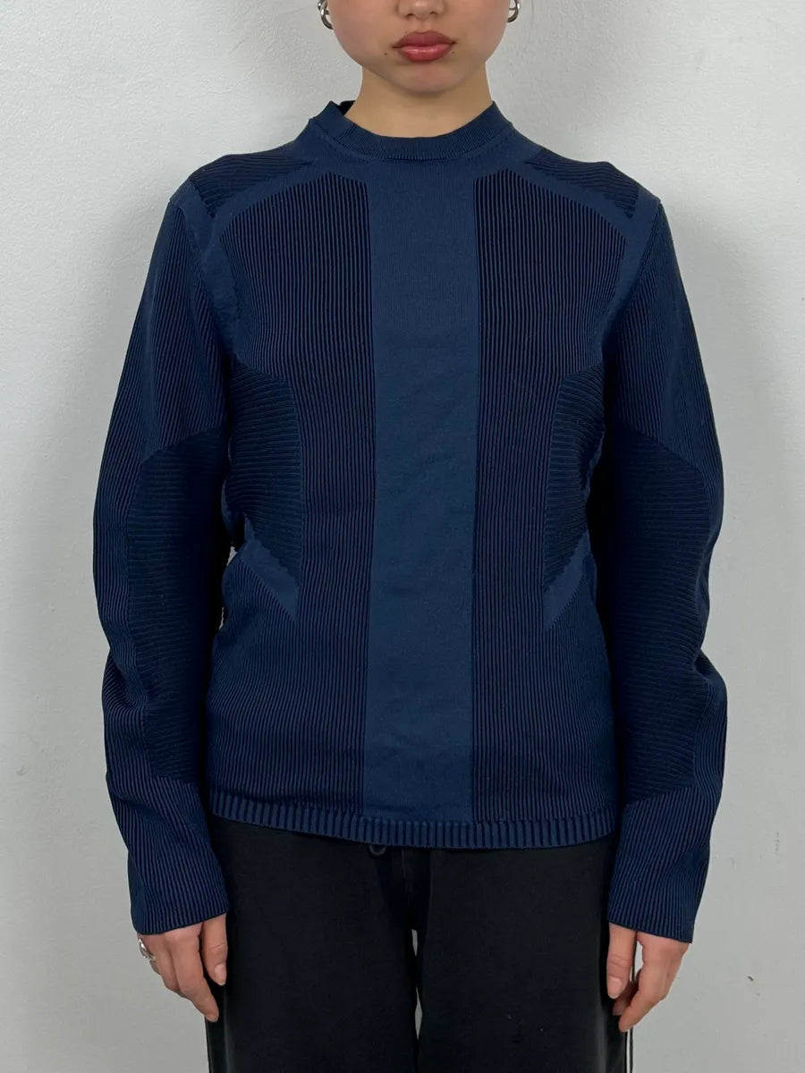 AW2020 Emporio Armani Navy Modern Wave Wool Sweater ljDEShP 1