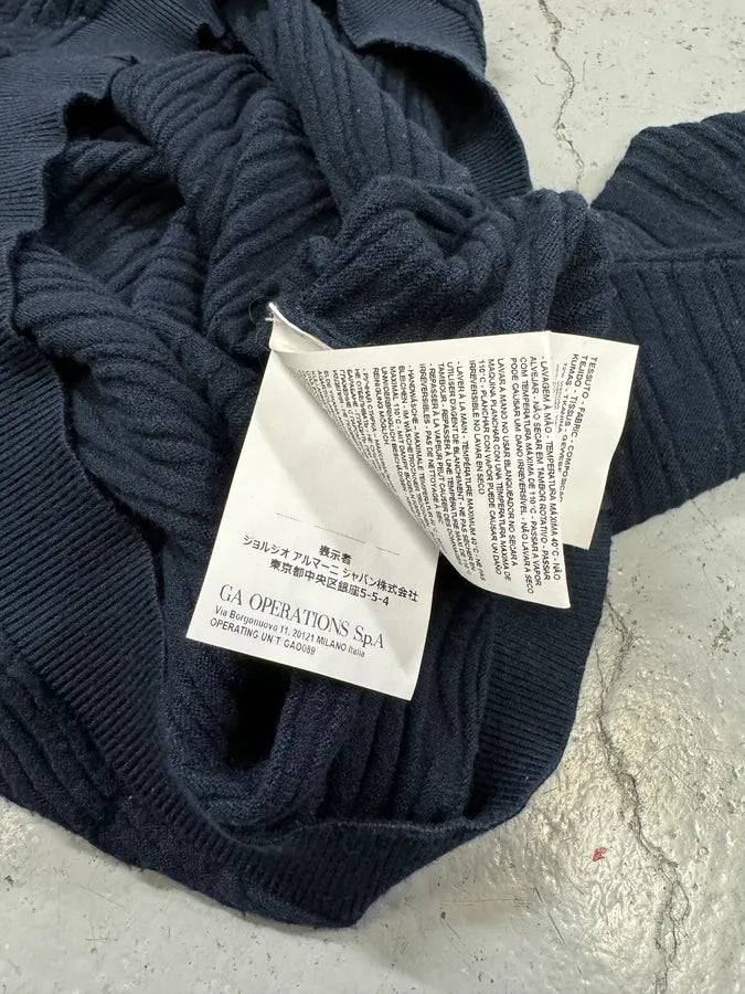 2000s Emporio Armani Navy Pleats Sweater gfjZTKs 6