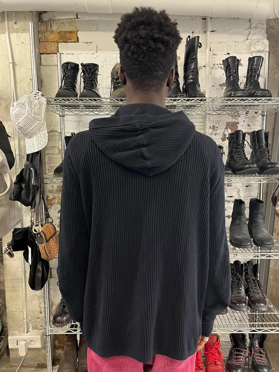 2000s Emporio Armani Navy Pleats Zip-Up Hoodie TTAzDrh 2