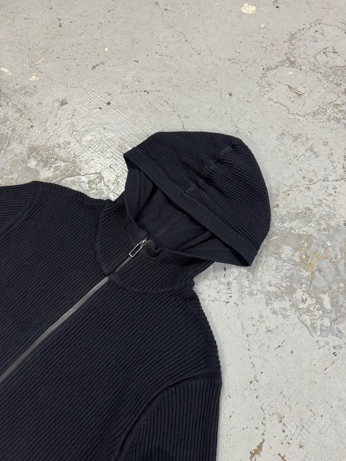 2000s Emporio Armani Navy Pleats Zip-Up Hoodie TTAzDrh 4