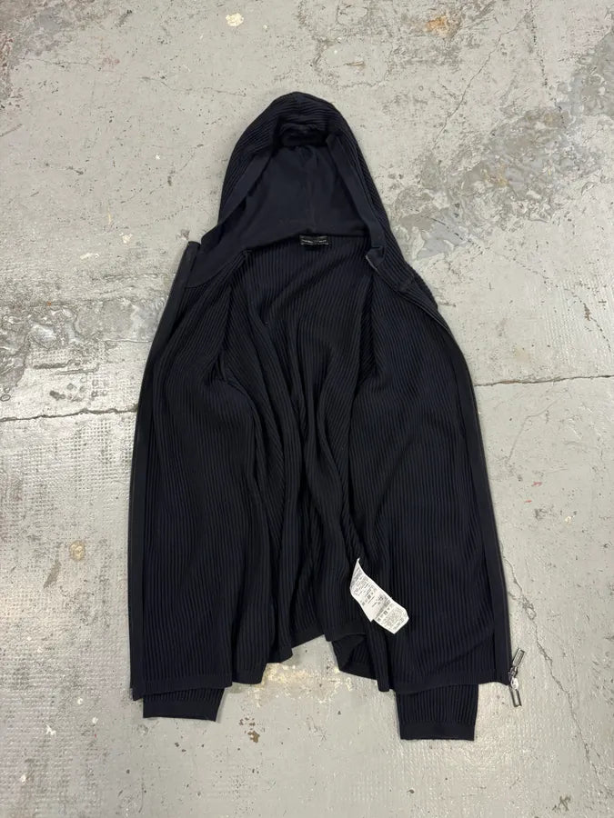 2000s Emporio Armani Navy Pleats Zip-Up Hoodie TTAzDrh 6