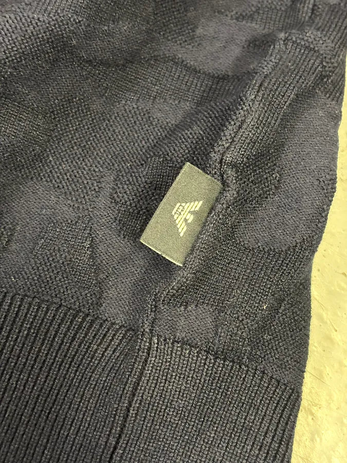 AW2019 Emporio Armani Navy Camo Textured Sweater sYibXeX 8