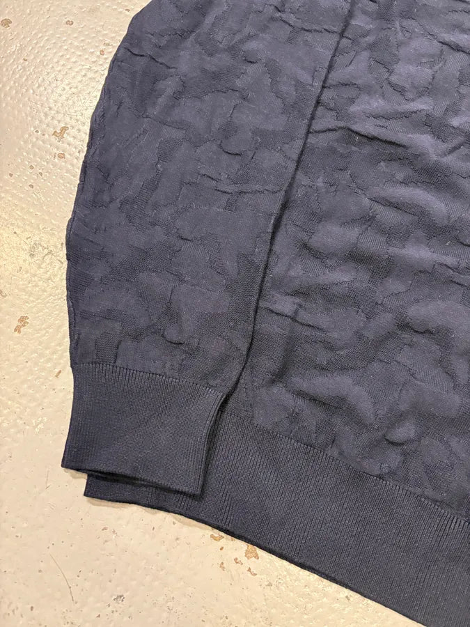 AW2019 Emporio Armani Navy Camo Textured Sweater sYibXeX 6