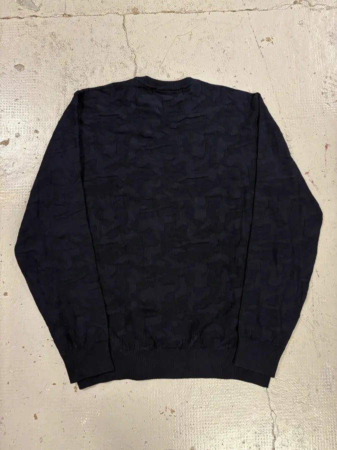 AW2019 Emporio Armani Navy Camo Textured Sweater sYibXeX 5