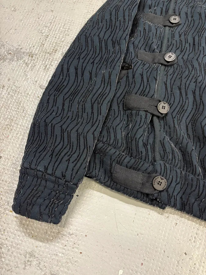 2000s Emporio Armani Navy Velvet Asymmetrical Imperial Jacket uisvAFW 7