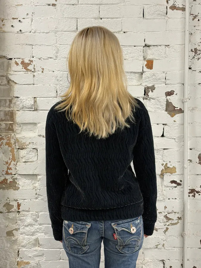 2000s Emporio Armani Navy Velvet Asymmetrical Imperial Jacket uisvAFW 2