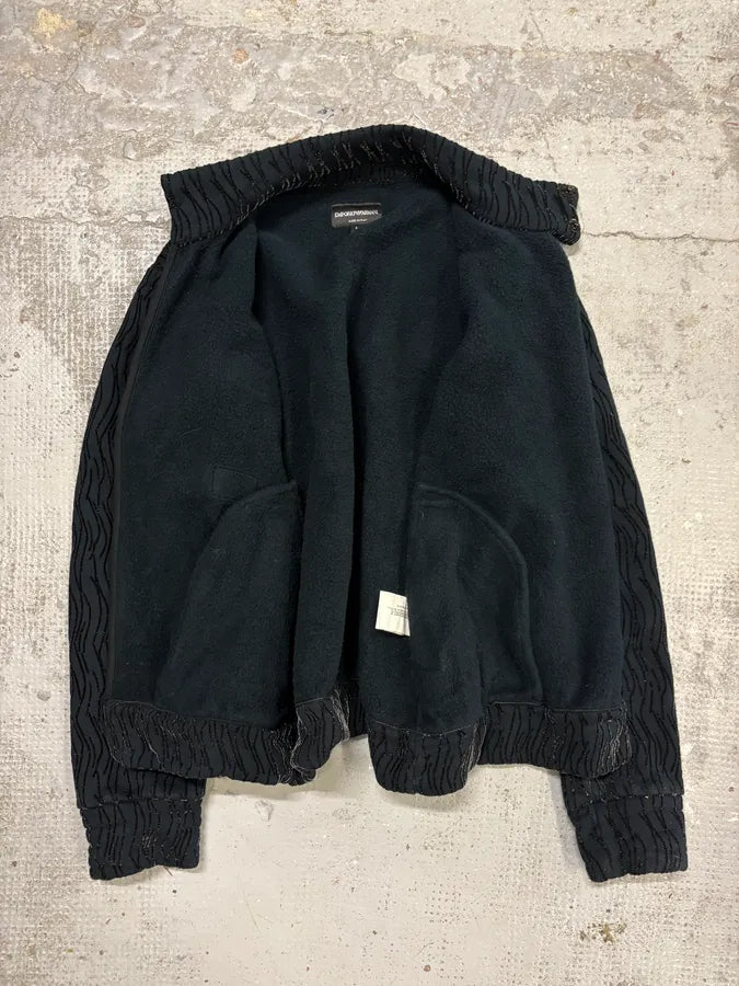 2000s Emporio Armani Navy Velvet Asymmetrical Imperial Jacket uisvAFW 6