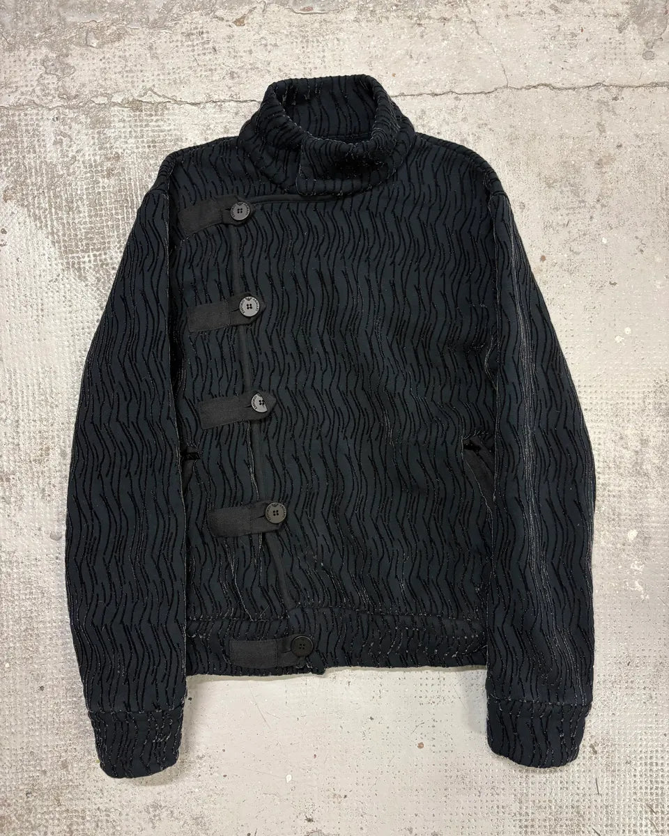 2000s Emporio Armani Navy Velvet Asymmetrical Imperial Jacket uisvAFW 0