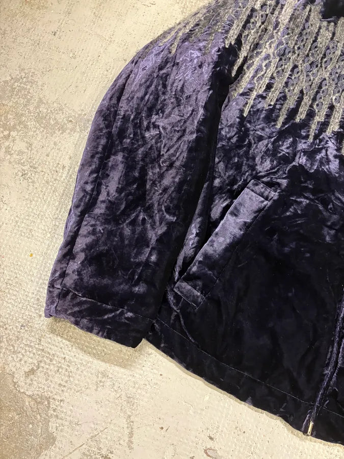 AW2021 Emporio Armani Navy Velvet Reversible Bomber Jacket wdZuAPp 8