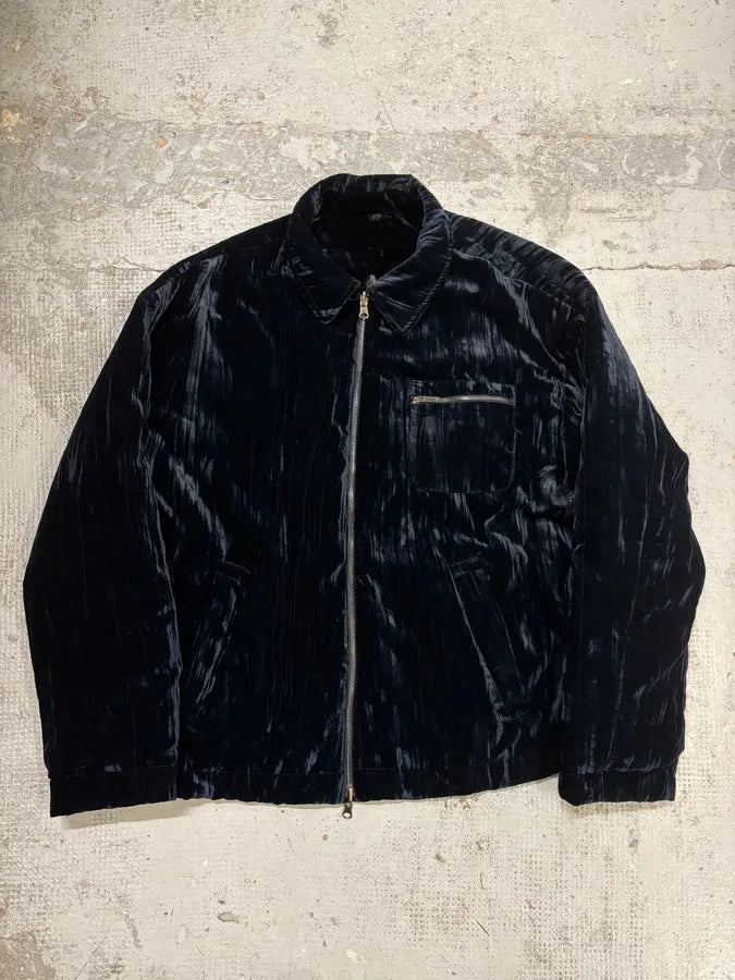 AW2021 Emporio Armani Navy Velvet Reversible Bomber Jacket wdZuAPp 4
